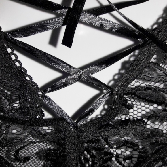 High Waist Black Lace Lace Up Cheeky Shortie Panty - Picture 8 of 8